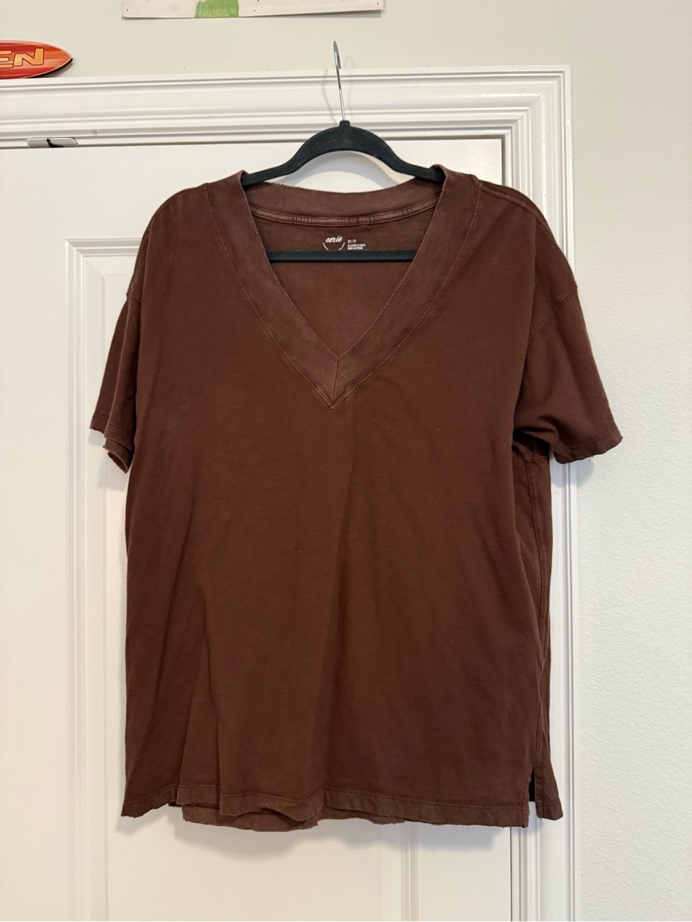 aerie Chocolate Brown Crew Neck Tee